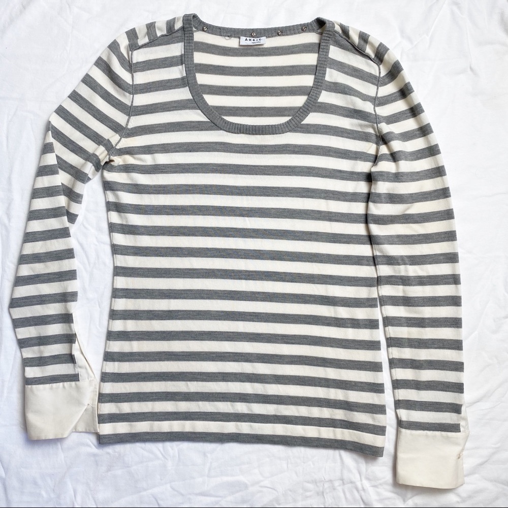 Akris Punto Striped Knit Top Sweater Business